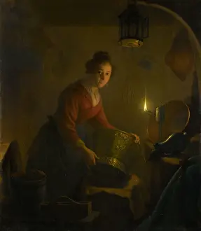 Michiel: A Woman in a Kitchen by Candlelight