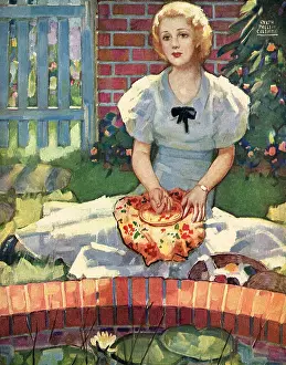 Peacefullness: Woman Knits Outdoors