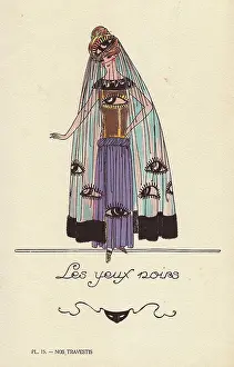 Handcolouring: Woman in kohl eye costume