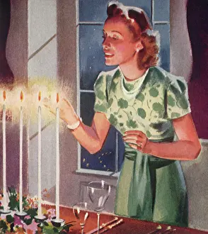 Bday: Woman Lights Tapers