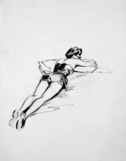 Sunbathe: Woman lying on her front by David Wright