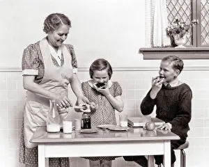 Snacks: Woman Making Bread and Jelly