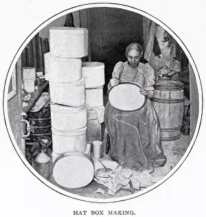 Glue: Woman making hat boxes 1890s