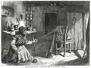 Fishers: Woman making nets in the Claddagh 1870