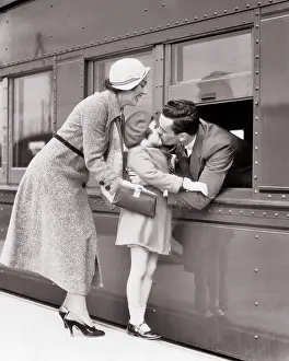 Smack: Woman Mother Standing on Passenger Train Platform