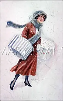 Hatboxes: Woman with two new hats