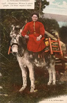 Panniers: Woman from Normandy riding a mule
