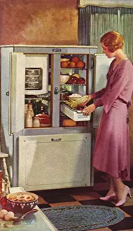 Refrigerator: Woman and Open Fridge