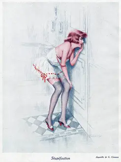 Underclothes: Woman peeping through the keyhole 1927