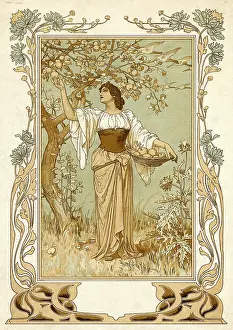 Decoratively: Woman Picking Fruit