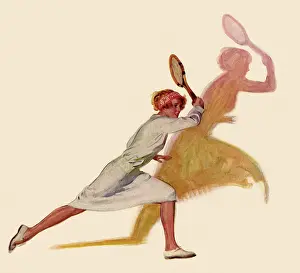 Barclay: Woman playing Tennis
