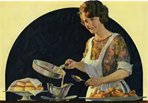 Sauceboat: Woman pouring sauce