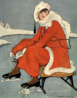 Eastman: Woman putting on Ice Skates