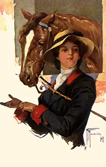 Tucked: Woman Readies to Ride