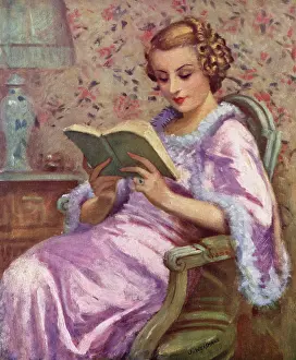Reclines: Woman reading a book