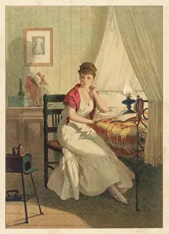 Lamplight: Woman reading a book in her bedroom