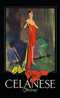 Celanese: Woman in red fabric