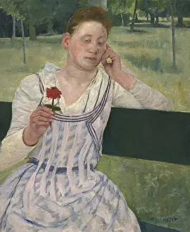 Cassett: Woman with a Red Zinnia