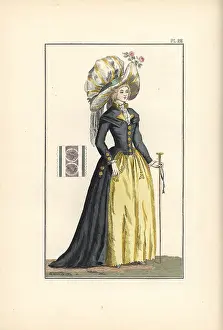 Florilegius Collection: Woman in redingote with four collars, wearing