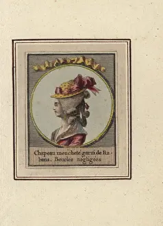 Chapeau: Woman with ringlets in a polka-dotted hat, 1783