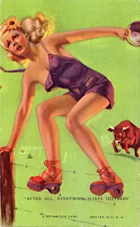 Humerous: Woman running from Bull