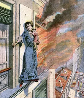 Consciousness: Woman saving child by walking narrow ledge