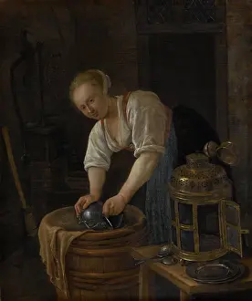 Scullery: Woman Scouring Metalware