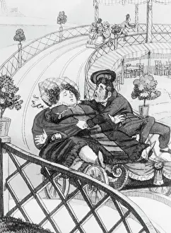 Coaster: Woman with servant on a racetrack