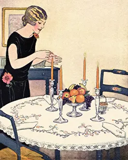 Napkins: Woman sets Elegant Table