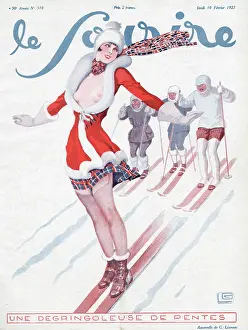 Admires: Woman skier and her admires!