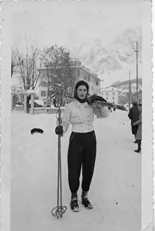 Skis: Woman skiing in Italy