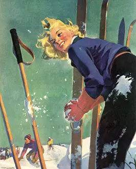 Bends: Woman with Skis