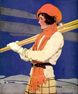 Fashionably: Woman with Skis