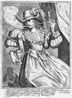 Smokers: Woman smoking pipe
