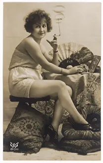 Knickers: WOMAN SMOKING IN SLIP
