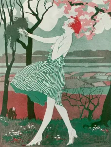 Topless: Woman on a spring day