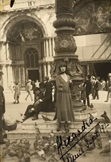 Pigeons: Woman in St Mark's