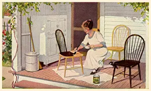 Stains: Woman Staining Chairs