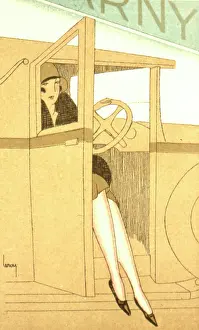 Stepping: Woman stepping out of a car