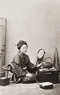 Renjo: Woman at a stove, Japan