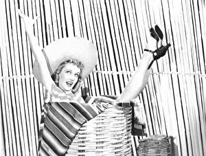 Helpless: Woman stuck in a basket