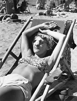 Wannsee: Woman sunbathing, 1939