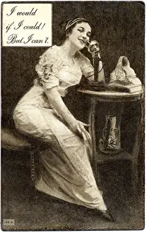 Landline: woman, telephone, communications