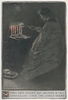 Grate: WOMAN TOASTS AT GRATE