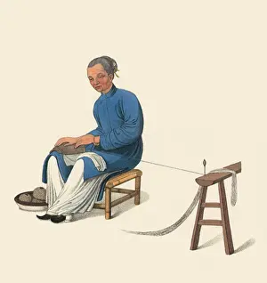 Upwards: Woman Twisting Cotton