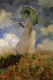 Windy: Woman with Umbrella Turned to the Left, by Monet