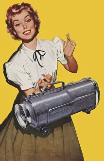 Vintag: Woman and Vacuum Cleaner
