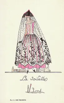Handcolouring: Woman in veil costume