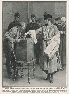 Woman voting for the first time 1918