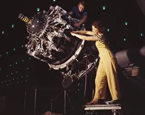 Lcgr1312: Woman war worker performing precise aircraft engine